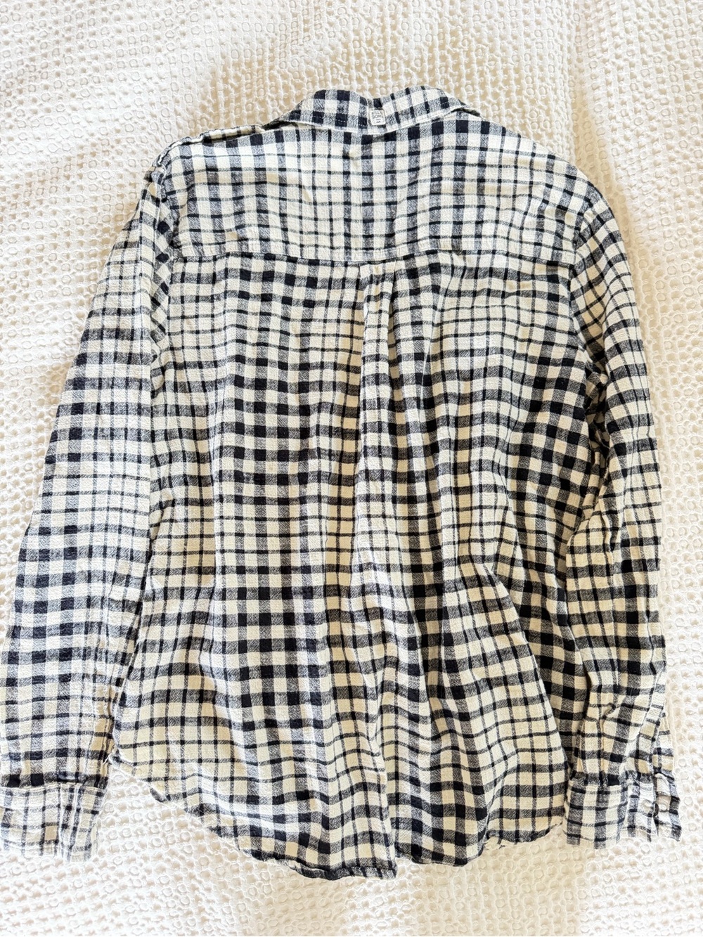 Billabong Black Cream Plaid Button Up Gauzy Shirt Large - Picture 4 of 12